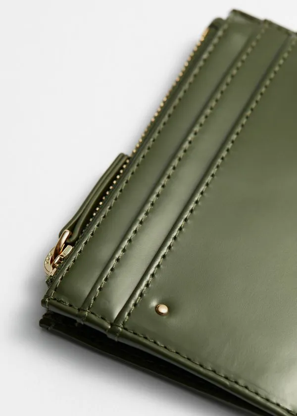 Women Wallets and Other Stories Classic Leather Cardholder Khaki Green