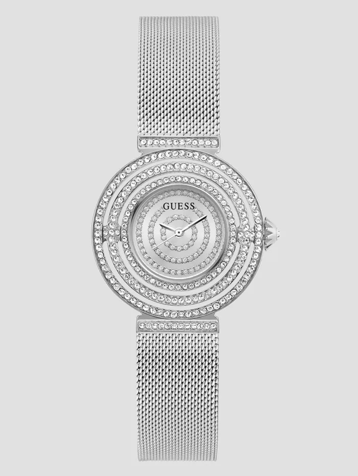 Women Watches GUESS SilverTone Mesh Analog Watch Silver