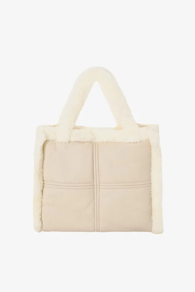 Women ZOEY Sherpa Leather Tote Boneecru LAMARQUE Bags