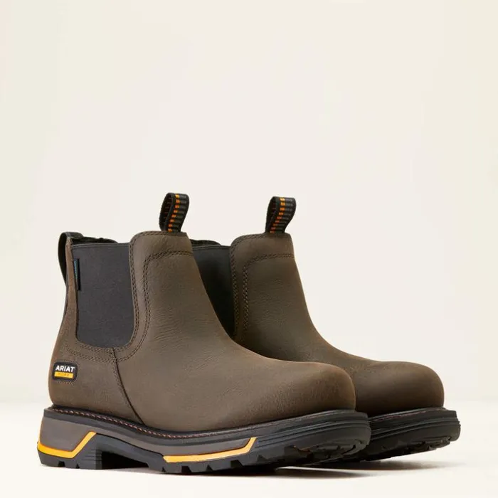 Work Boots Men Ariat Big Rig Chelsea Waterproof Work Boot Iron Coffee