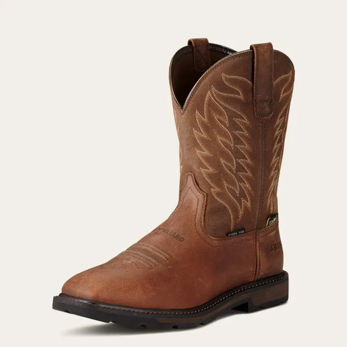Work Boots Men Ariat Groundbreaker Wide Square Toe MetGuard MetGuard Steel Toe Work Boot Brown