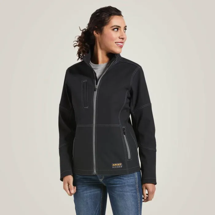 Workwear Women Ariat Rebar Stretch Canvas Softshell Jacket Black