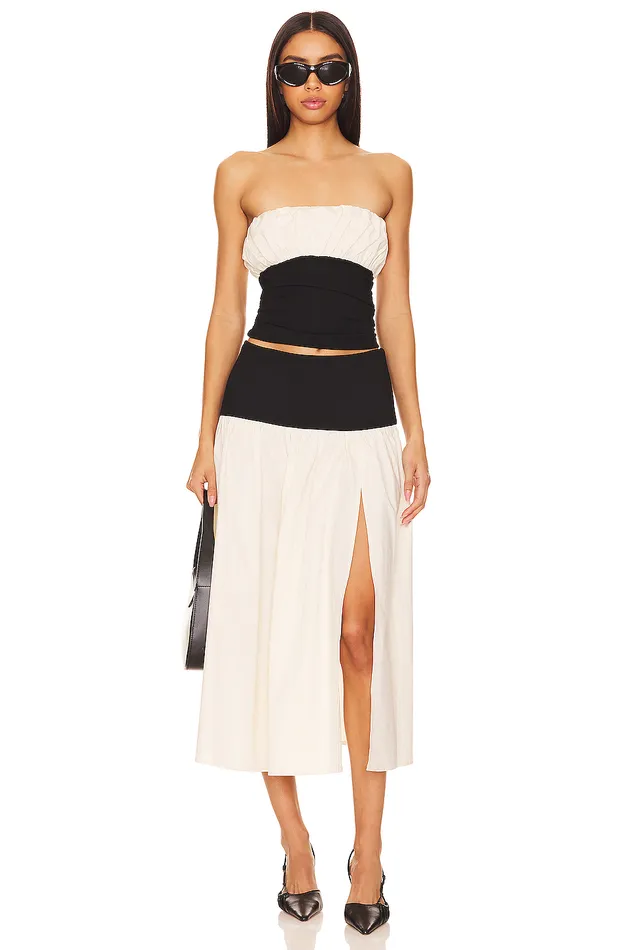 X Anja Dujakovi Mac Midi Skirt Black and Ivory Women Lovers and Friends Skirts X Anja Dujakovi Mac Midi Skirt Black and Ivory Women Lovers and Friends Skirts